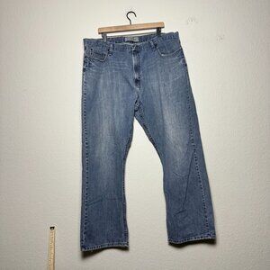Wrangler Jeans Men 42 Light Wash Distressed Relaxed Denim Bootcut Cowboy Summer